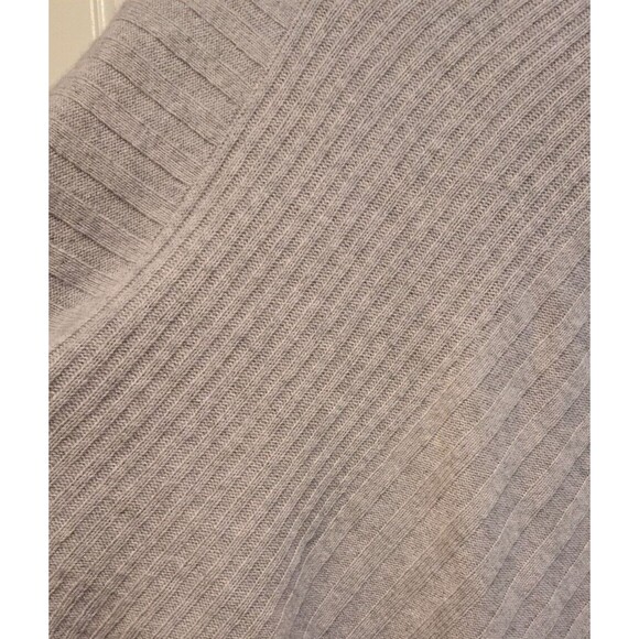 BERYLL Dramatic Asymmetrical Poncho Ribbed Gray 100% Cashmere Sweater - 346 - Picture 3 of 12